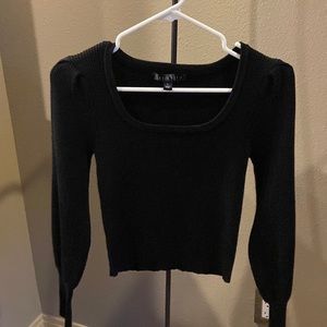 Black, long/ puffed-sleeve sweater top